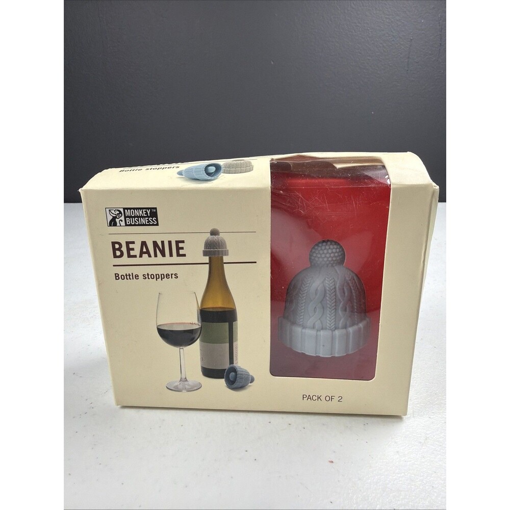 Beanie Cap Silicone Bottle Stopper, Cork Replacement, Blue & Gray NEW box Damage
